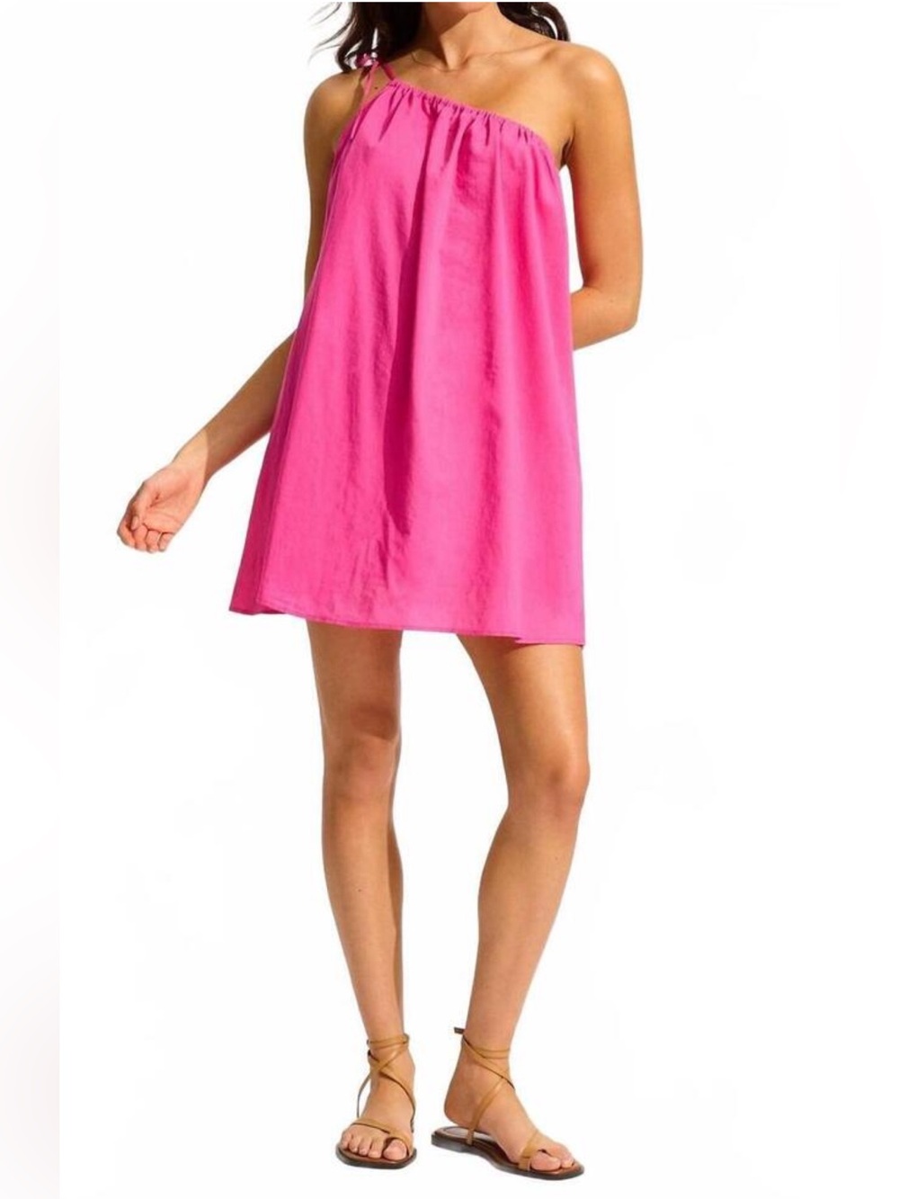 NWT Seafolly Australia Women’s XL (US 12) Hot Pink Rio One Shoulder Mini Dress
